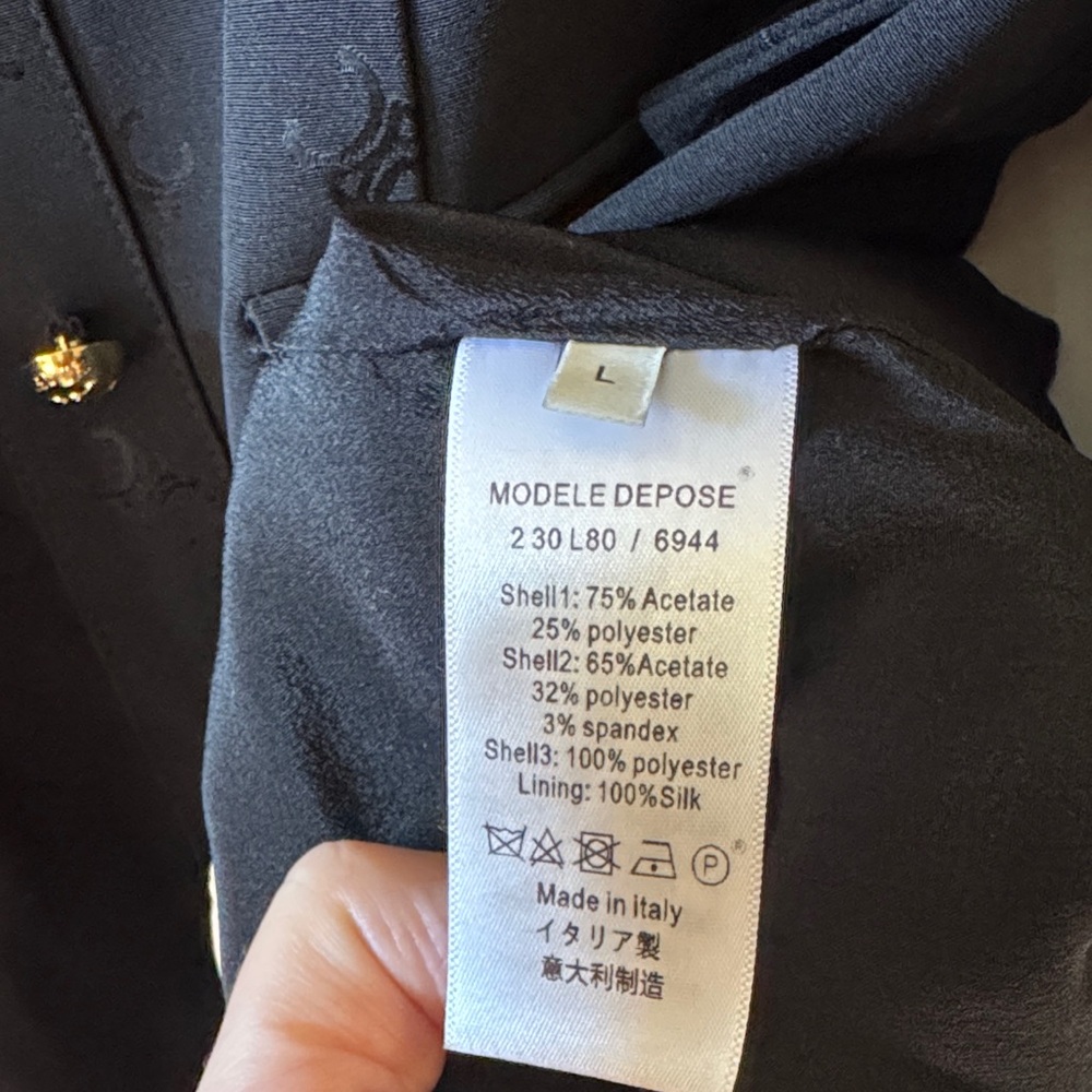 Celine-Black Dress with White Collar& Gold Celine Buttons-made in Italy-luxury - Picture 15 of 16